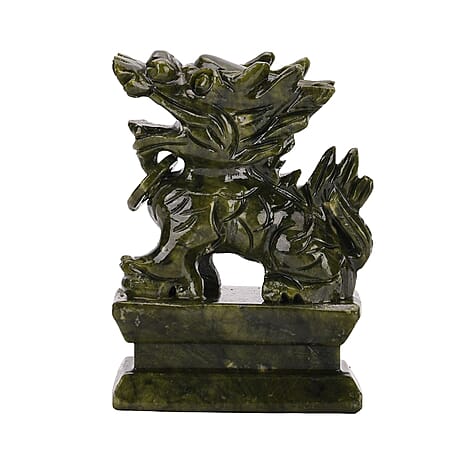 Limited Edition Handcrafted Serpentine Jade Figurine - Pixiu is Utilized to Attract Abundance and Enhance Luck
