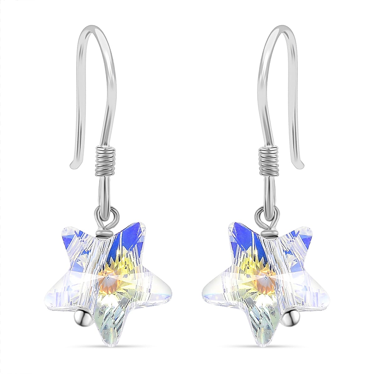 AB Swarovski Crystal Dangling Earring with J Hook Sterling Silver 7.03 Ct.