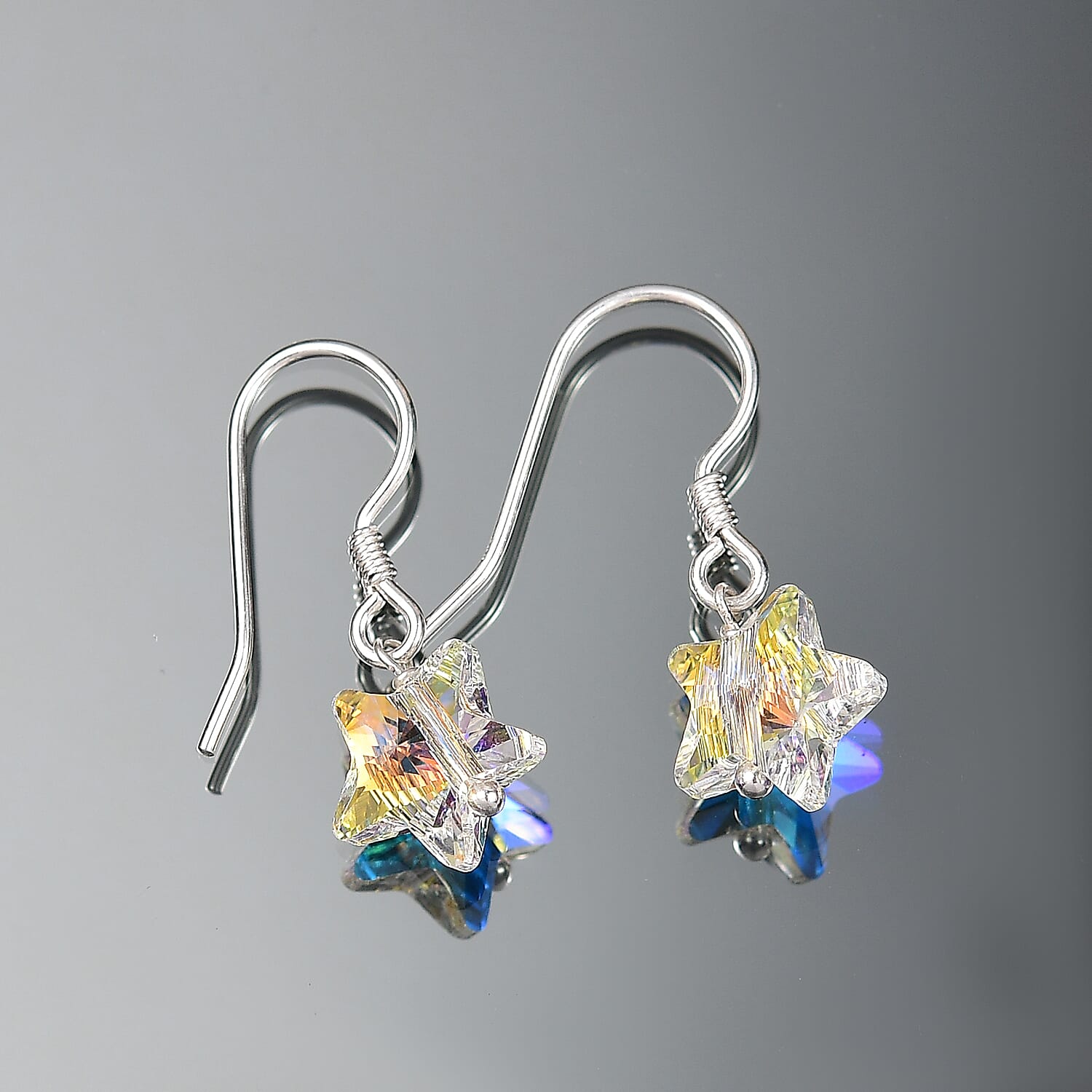 AB Swarovski Crystal Dangling Earring with J Hook Sterling Silver 7.03 Ct.