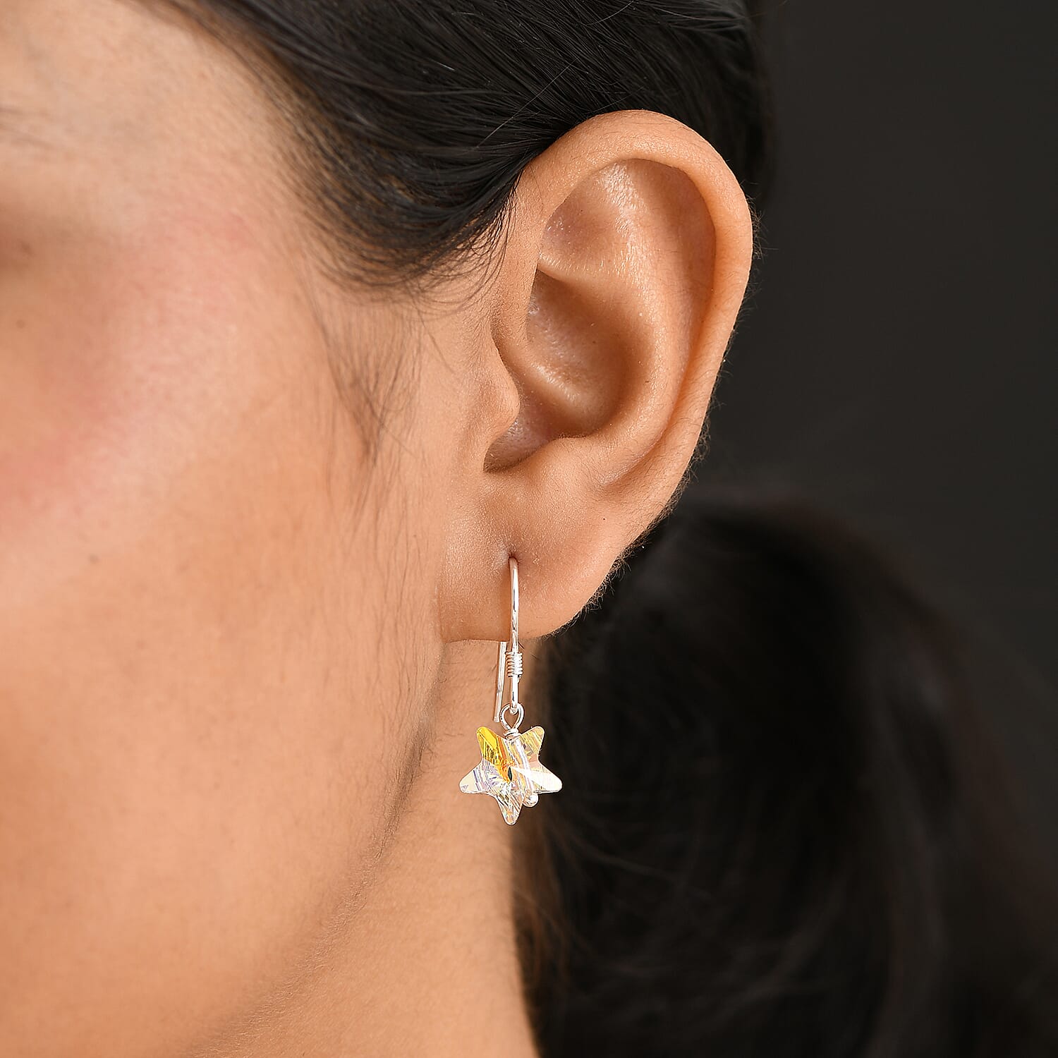 AB Swarovski Crystal Dangling Earring with J Hook Sterling Silver 7.03 Ct.