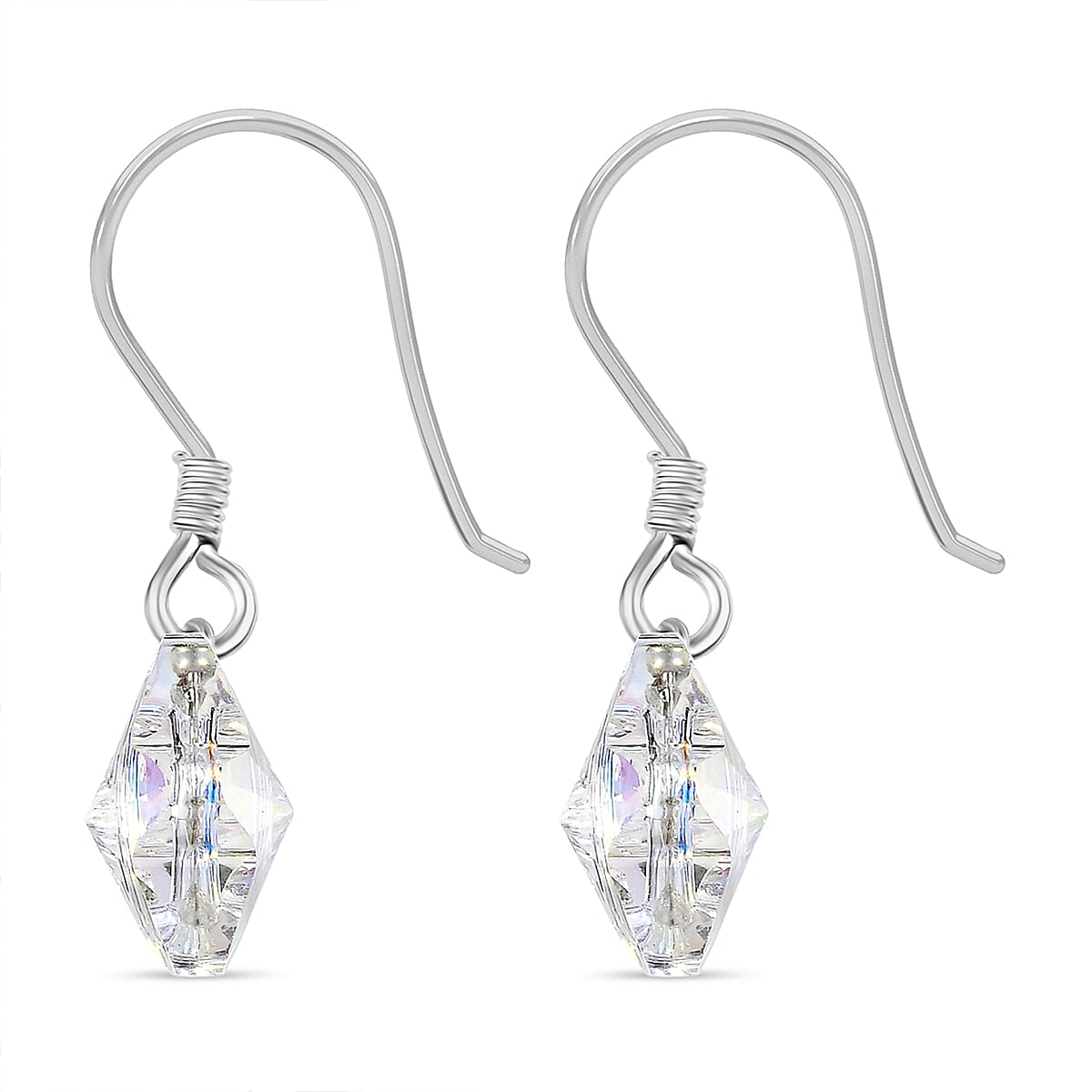 AB Swarovski Crystal Dangling Earring with J Hook Sterling Silver 7.03 Ct.