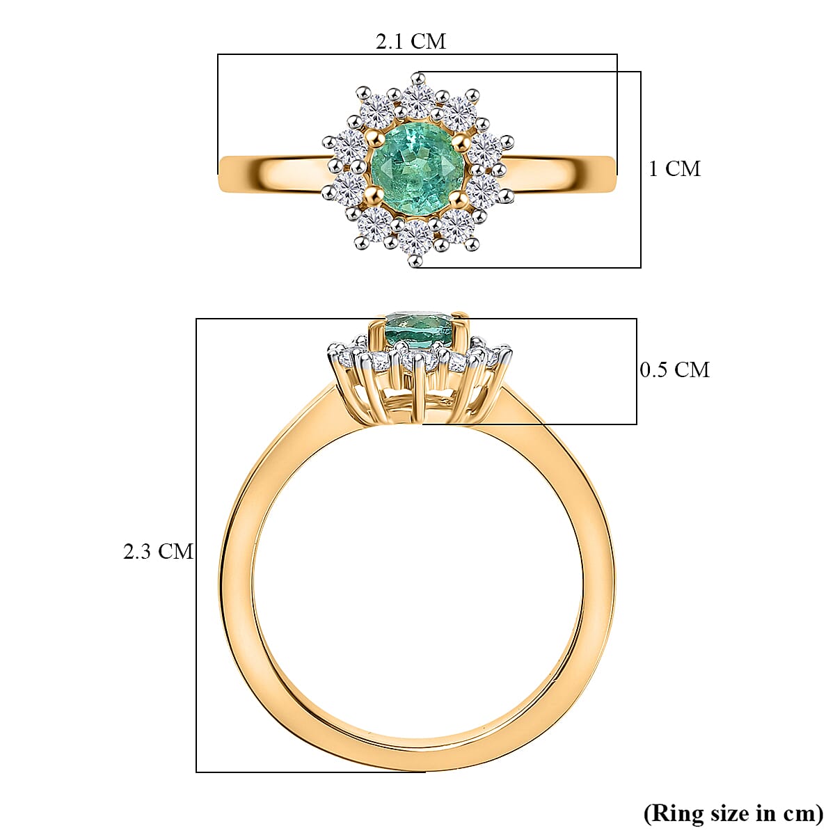 Emerald & White Zircon Solitaire Ring in 18K Vermeil Yellow Gold Plated Sterling Silver Emerald & White Zircon Solitaire Ring in 18K Vermeil Yellow Gold Plated Sterling Silver