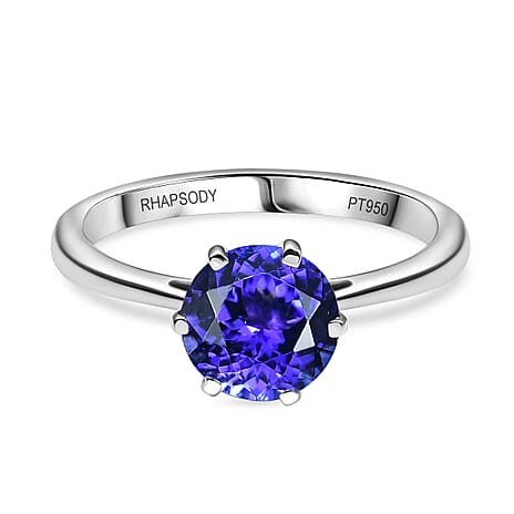 RHAPSODY - 950 Platinum AAAA Tanzanite Solitaire Ring 2.14 Cts.