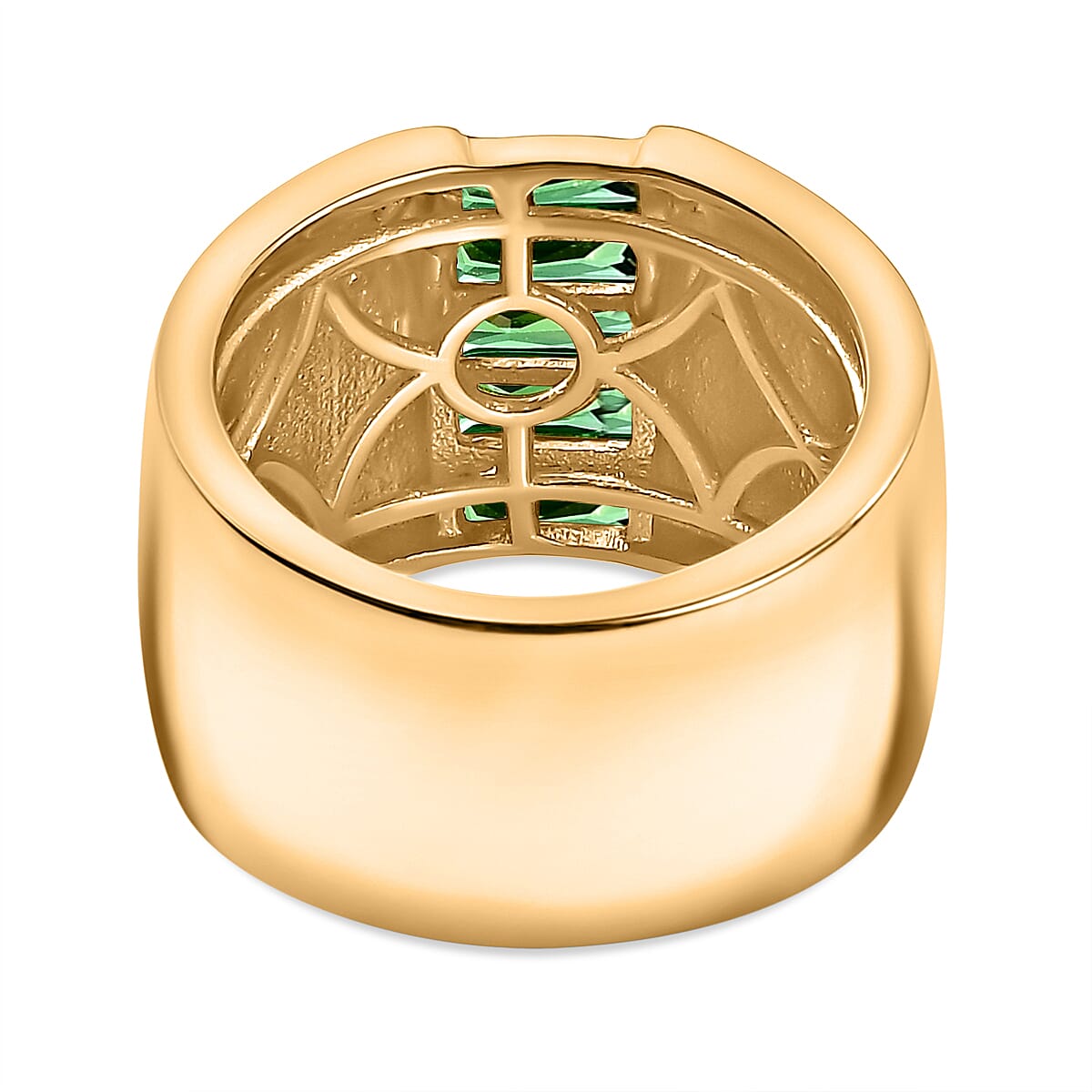 Green Cubic Zirconia Ring in Yellow Gold Plated 1.64 Ct.