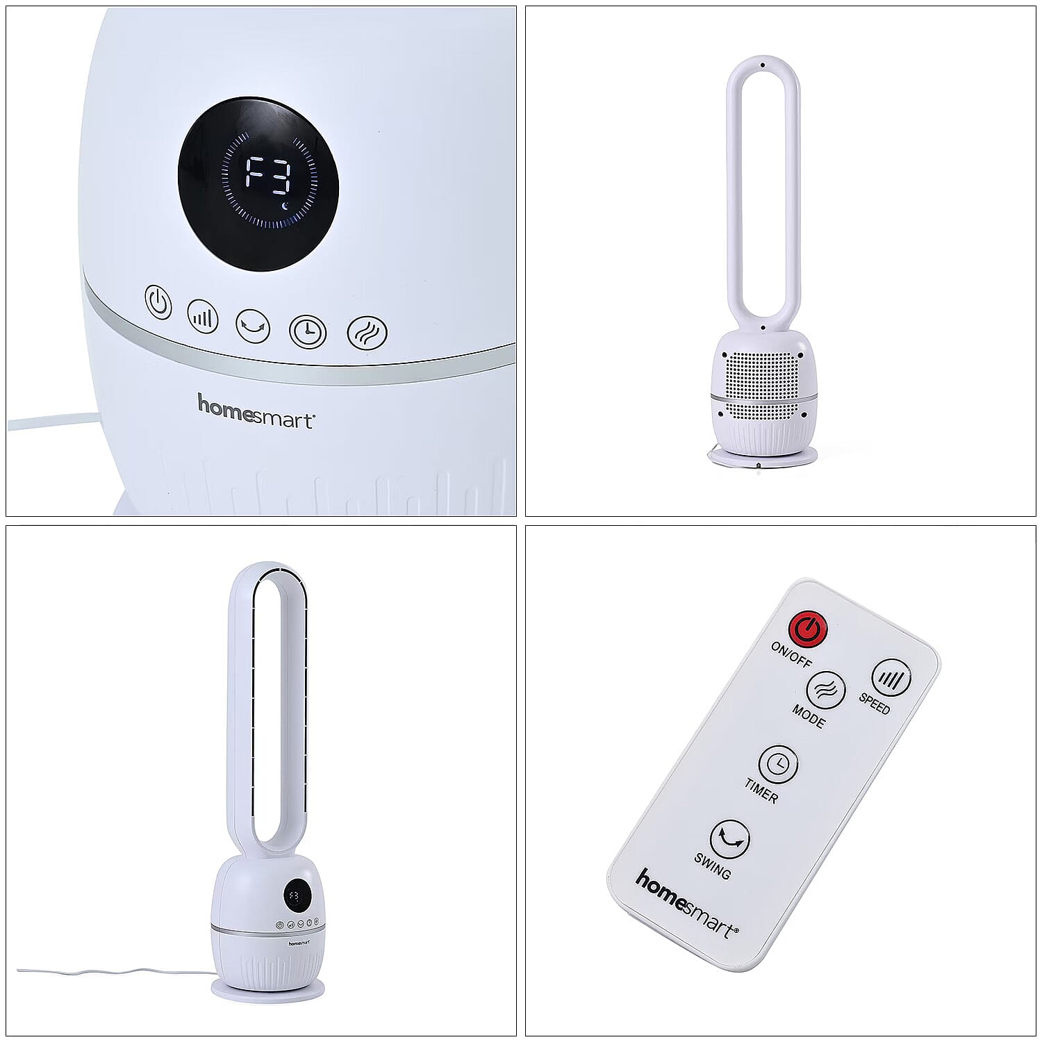 LAST OF STOCK- Homesmart Bladeless Energy Efficient (60W) Tower Fan With Remote Control- 12-Hr Timer, 3 Wind Speeds, 60 Degree Oscillation For Wide Air Distribution & 3 Wind Modes