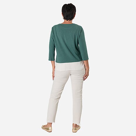 -Maisi Brushed Marl Double Layer Top (Size S) - Green