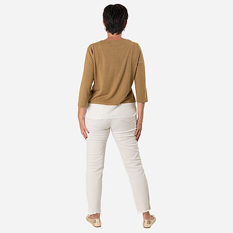 -Maisi Brushed Marl Double Layer Top (Size Xl) - Beige