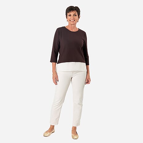 -Maisi Brushed Marl Double Layer Top (Size Xl) - Brown