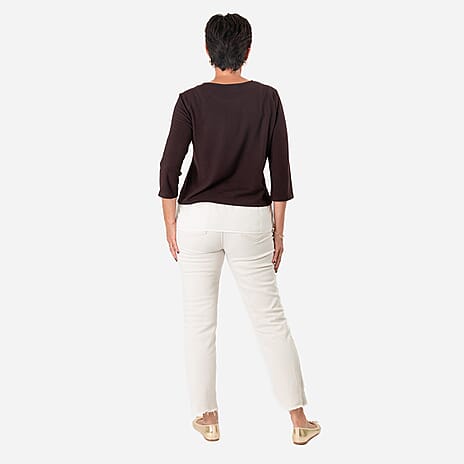 -Maisi Brushed Marl Double Layer Top (Size Xxl) - Brown