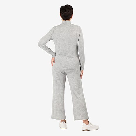 - Maisi Brushed Marl Turtle Neck Top (Size - L, 16 to 18) - Grey