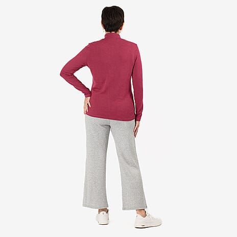 - Maisi Brushed Marl Turtle Neck Top (Size - L, 16 to 18) - Light Plum