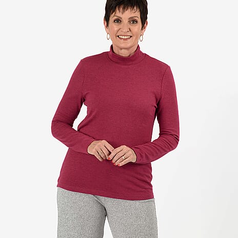 - Maisi Brushed Marl Turtle Neck Top (Size - M, 12 to 14) - Light Plum