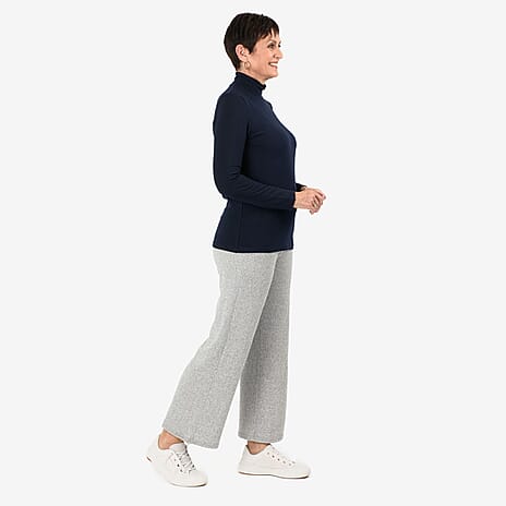 - Maisi Brushed Marl Turtle Neck Top (Size - S, 8 to 10) - Navy