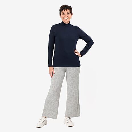 - Maisi Brushed Marl Turtle Neck Top (Size - XXL, 24 to 26) - Navy