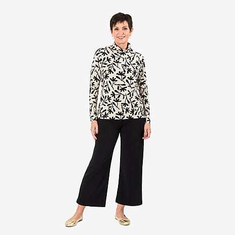 - Maisi Soft Touch Roll Neck Top (Size M) - Off White - Black