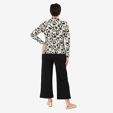 - Maisi Soft Touch Roll Neck Top (Size M) - Off White - Black