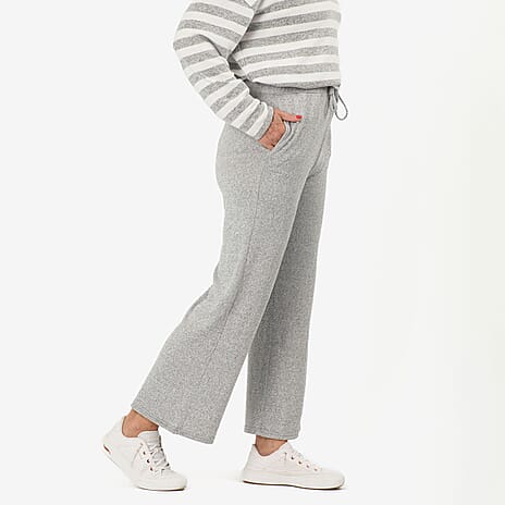 - Maisi Brushed Marl Wide Leg Trousers (Size - S, 8 to 10) - Grey
