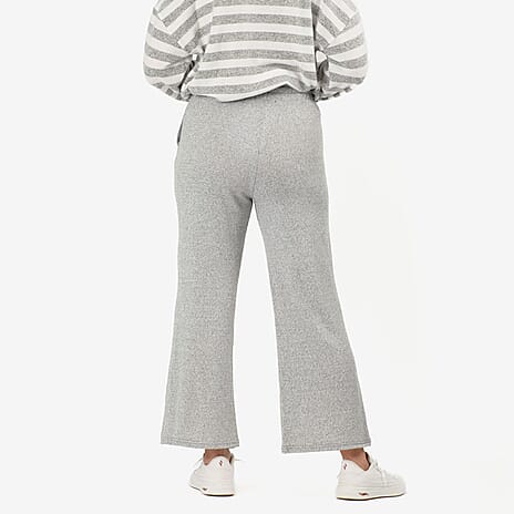 - Maisi Brushed Marl Wide Leg Trousers (Size - S, 8 to 10) - Grey