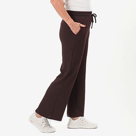 - Maisi Brushed Marl Wide Leg Trousers (Size - XL, 20 to 22) - Dark Brown