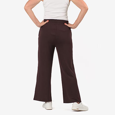 - Maisi Brushed Marl Wide Leg Trousers (Size - XL, 20 to 22) - Dark Brown