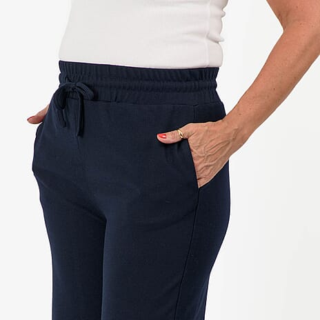 - Maisi Brushed Marl Wide Leg Trousers (Size - S, 8 to 10) - Navy