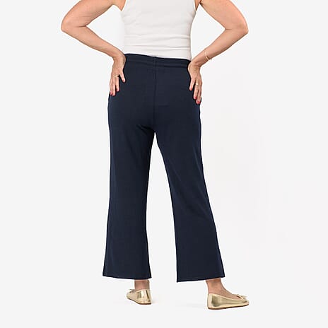 - Maisi Brushed Marl Wide Leg Trousers (Size - XXL, 24 to 26) - Navy
