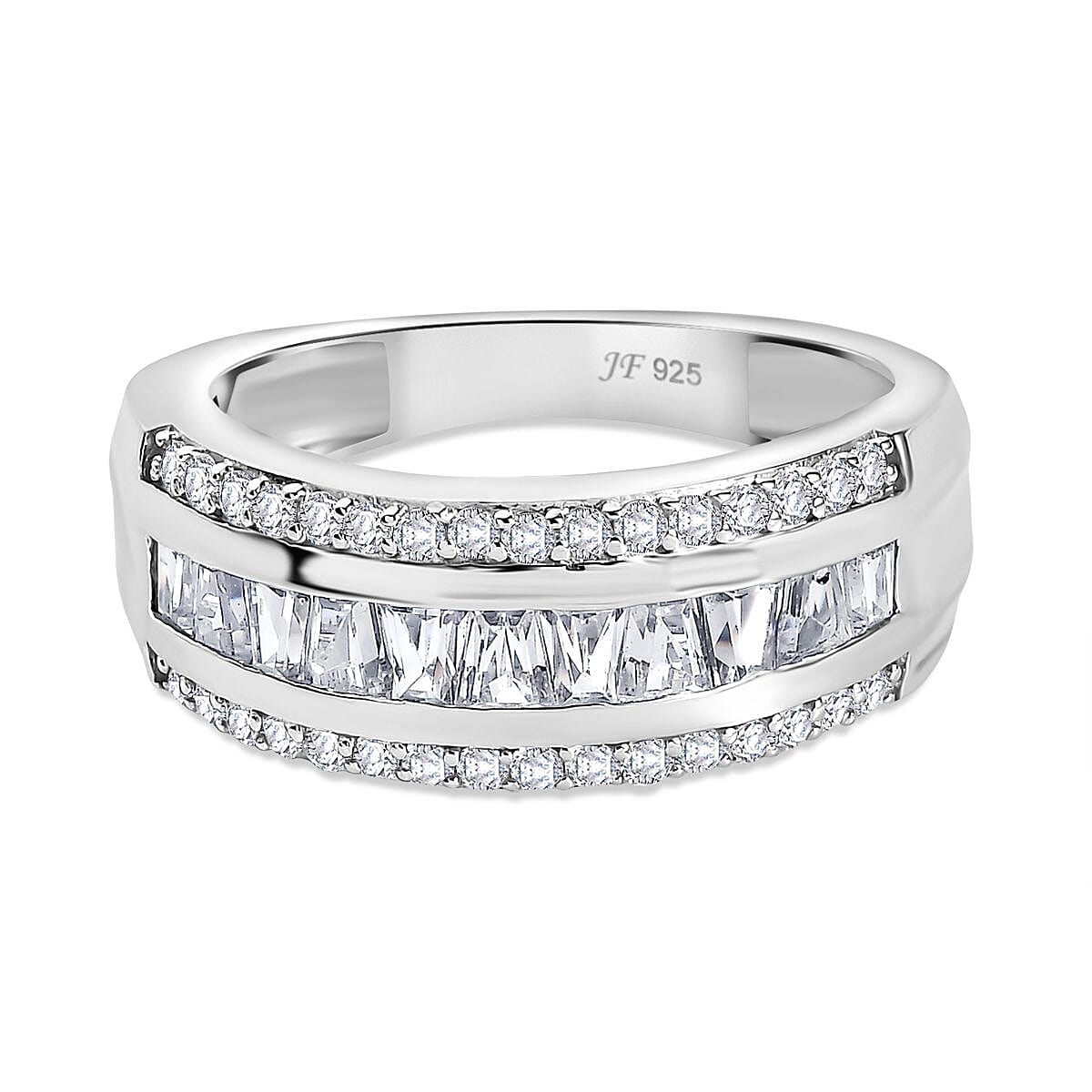 Swarovski Zirconia Band Ring in Rhodium Overlay Sterling Silver  1.94 Ct.