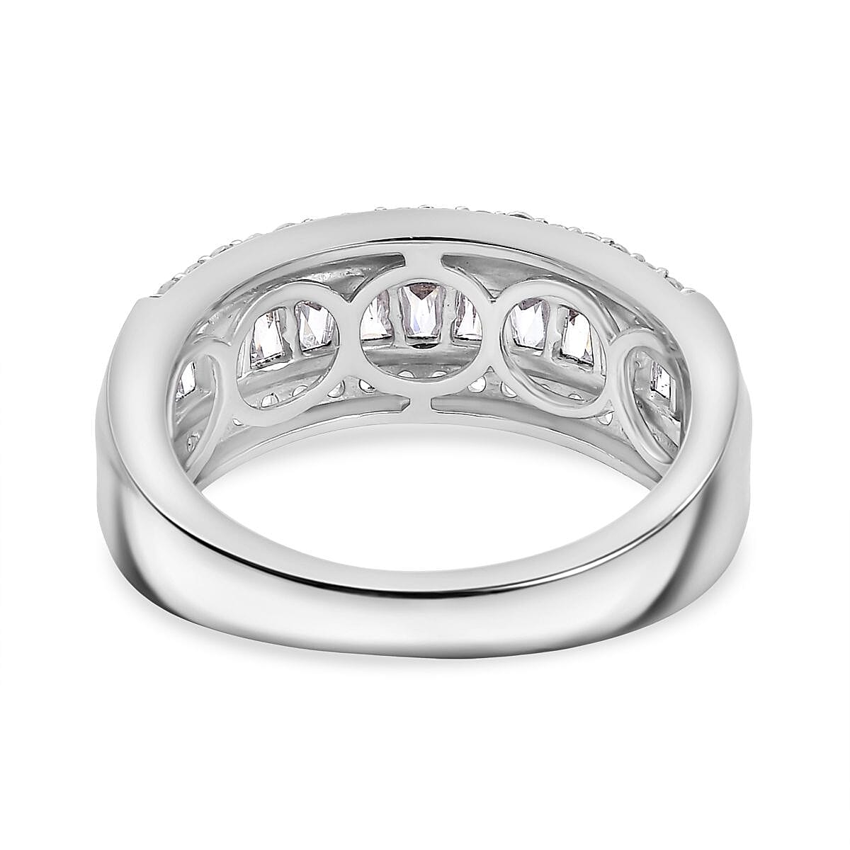 Swarovski Zirconia Band Ring in Rhodium Overlay Sterling Silver  1.94 Ct.