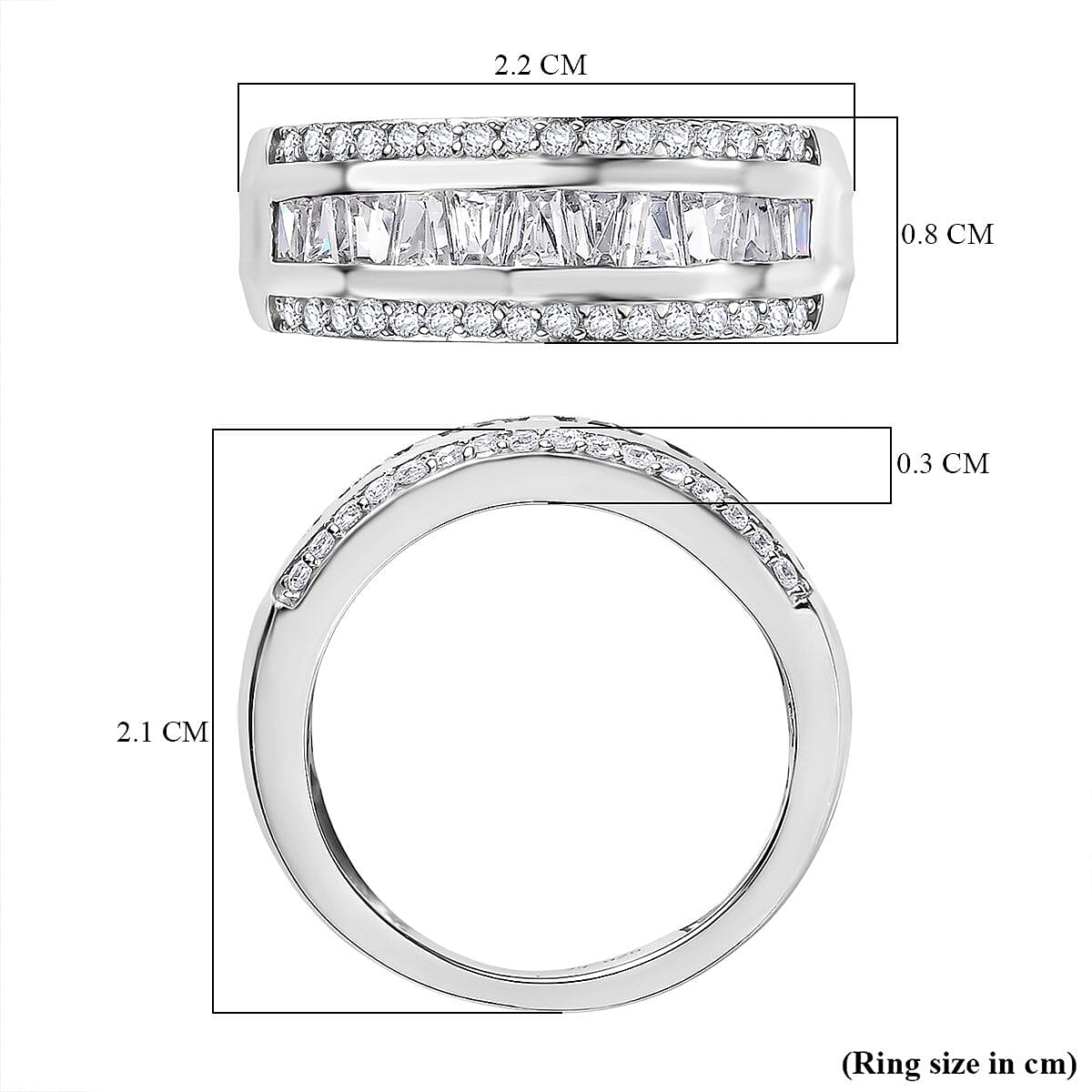 Swarovski Zirconia Band Ring in Rhodium Overlay Sterling Silver  1.94 Ct.