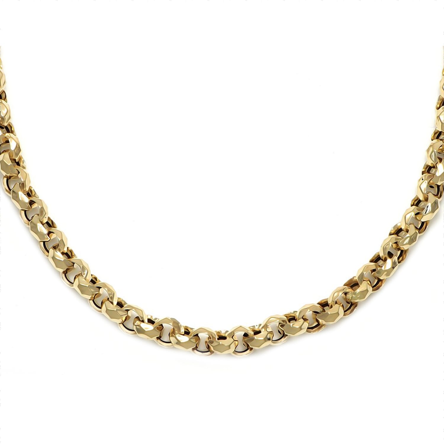 Maestro Collection - 9K Yellow Gold Diamond Cut Rolo Belcher Necklace (Size 20) with Lobster Clasp Gold Wt. 12.30 Gms.