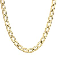 9K Yellow Gold 8MM Elongated Curb Necklace with Lobster Clasp 20 Inch