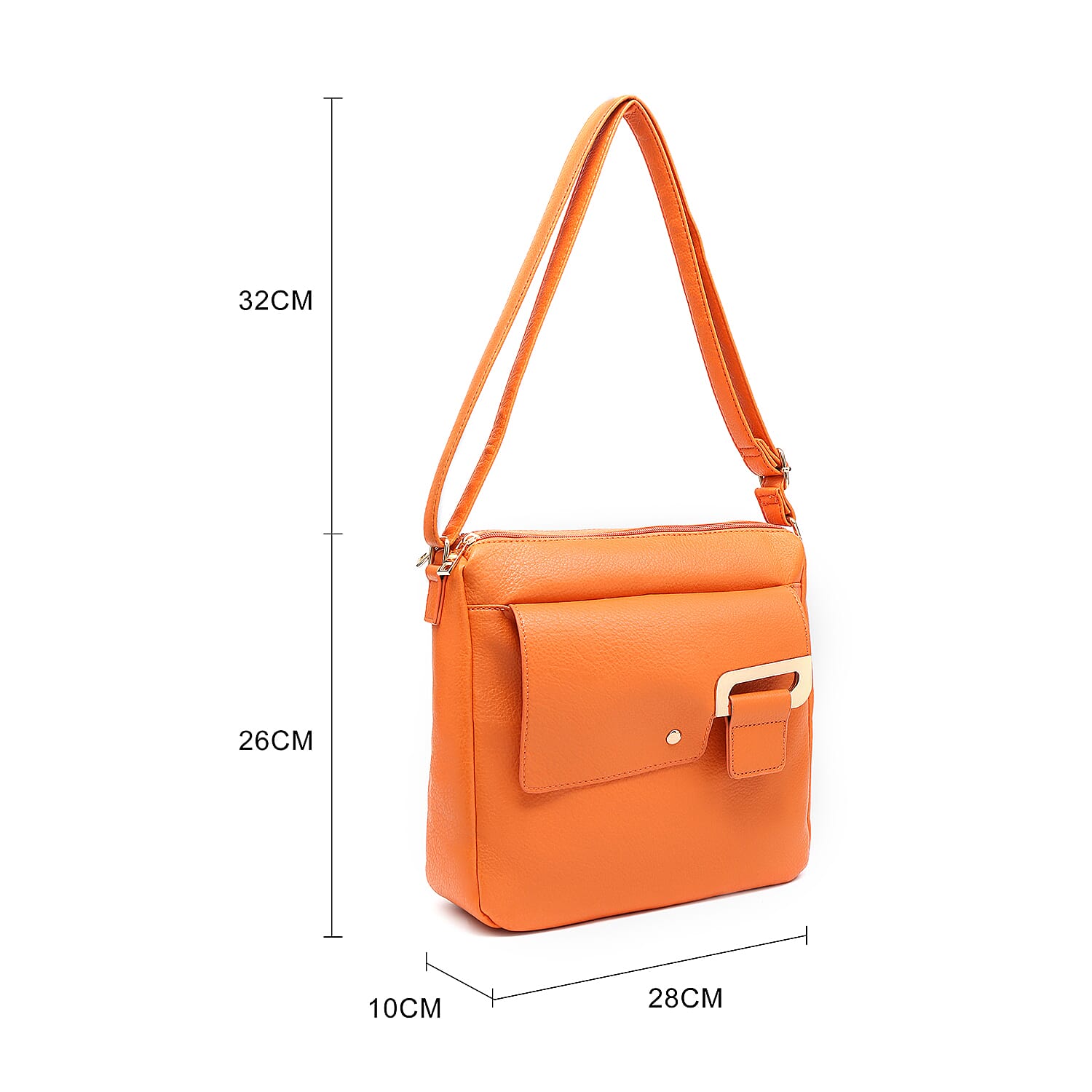 House Of Milano Everyday Crossbody Bag with Flap Closure - Orange