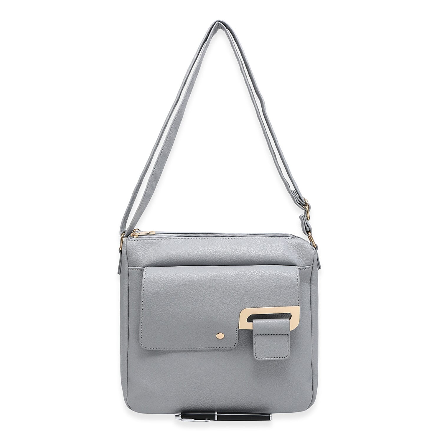 House Of Milano Everyday Crossbody Bag with Front Flap & Adjustable Strap - Grey