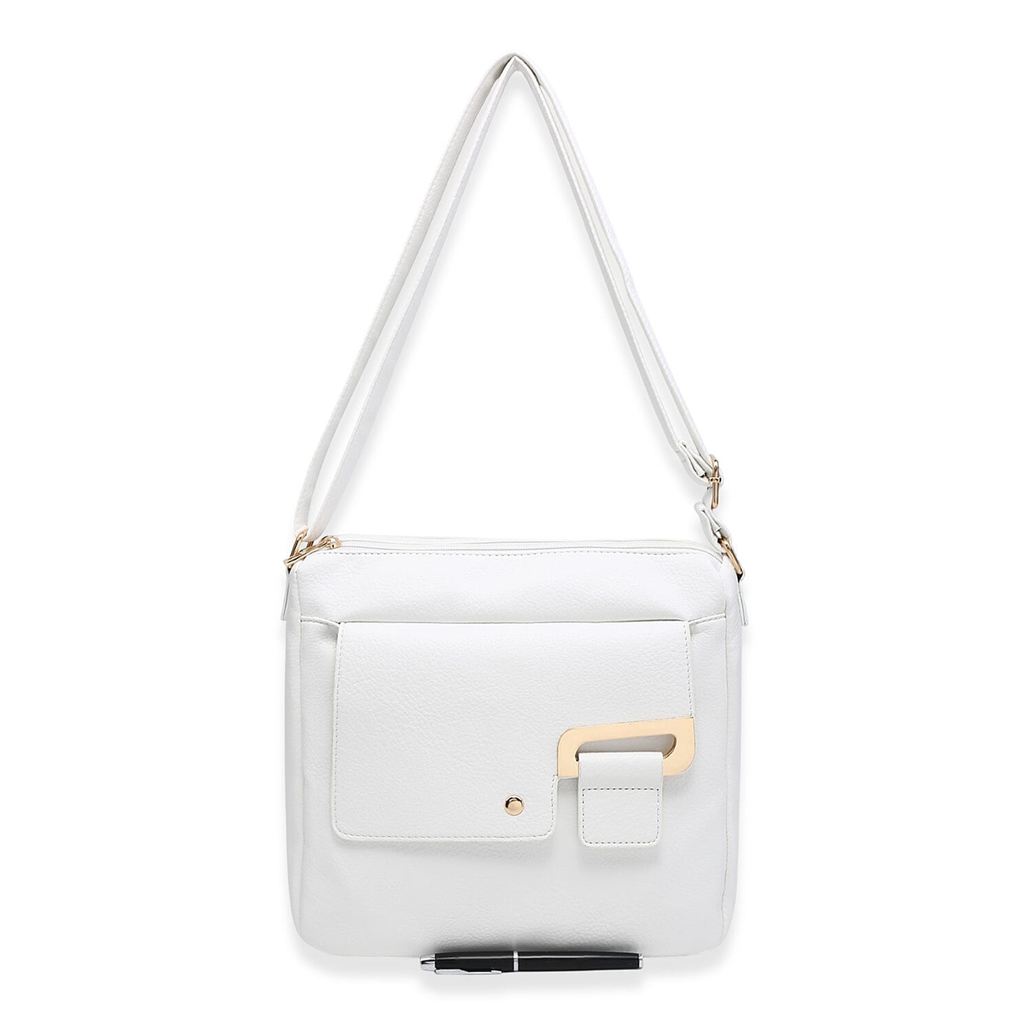 House Of Milano Everyday Crossbody Bag with Front Flap & Adjustable Strap - White