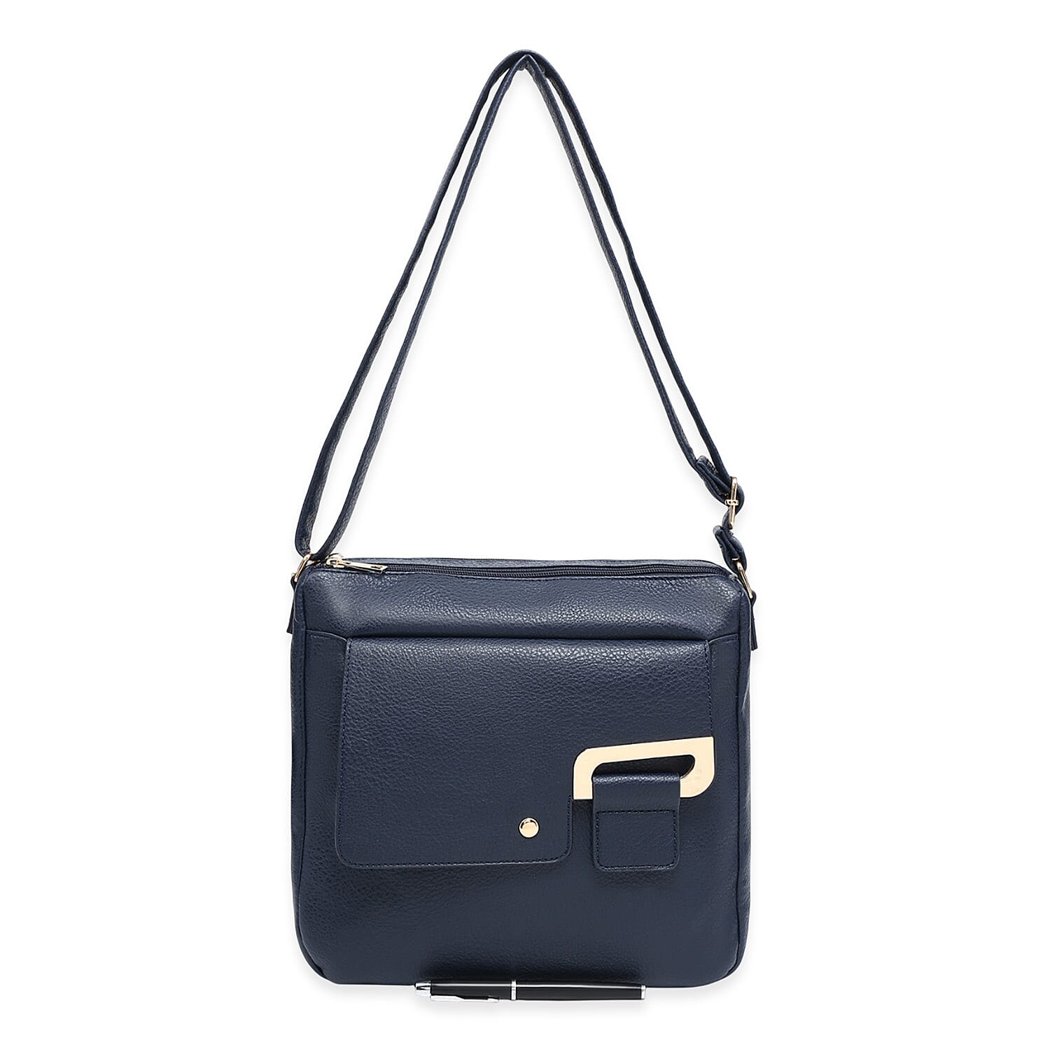House Of Milano Everyday Crossbody Bag with Front Flap & Adjustable Strap - Navy