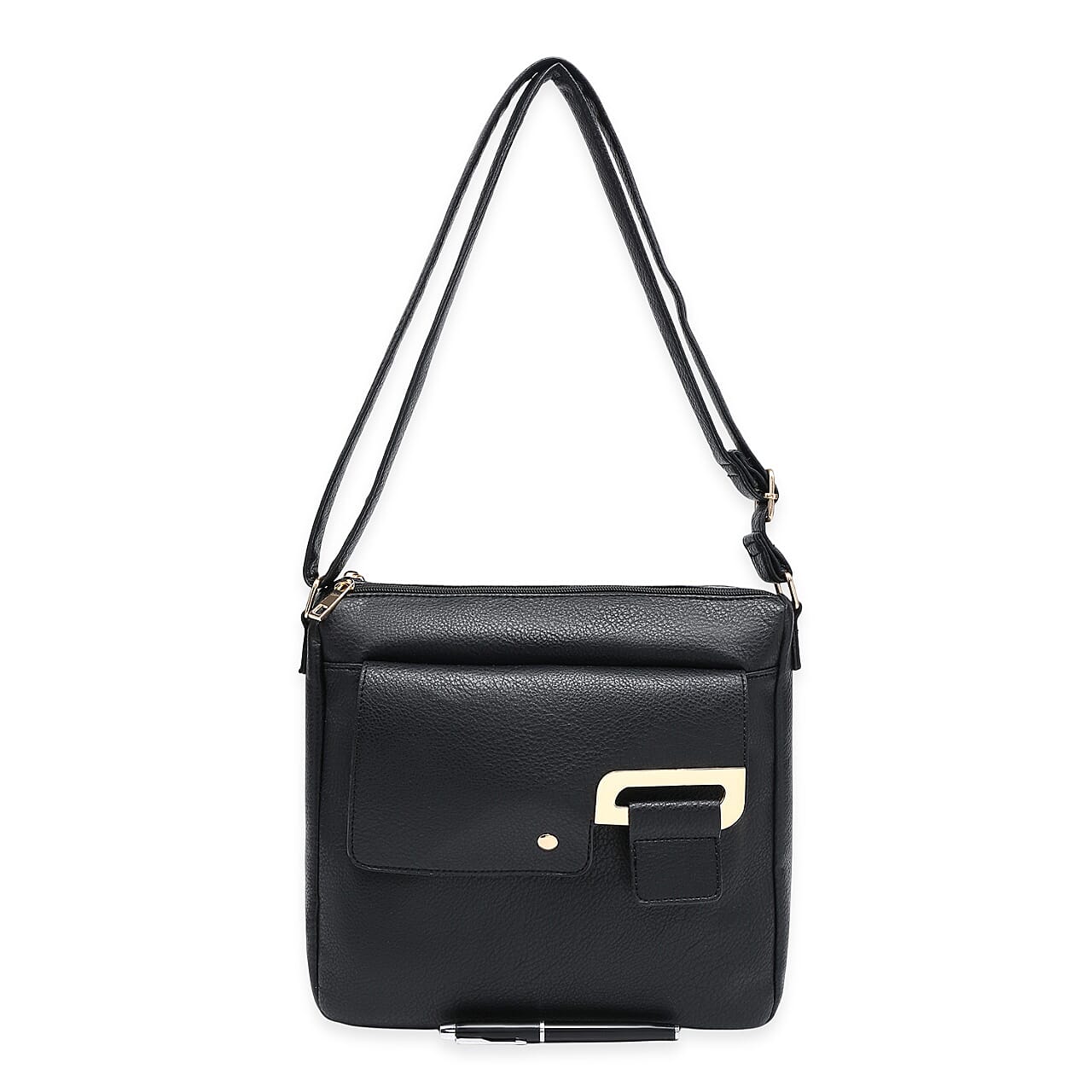 House Of Milano Everyday Crossbody Bag with Flap Closure - Black