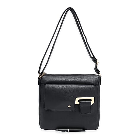 House Of Milano Everyday Crossbody Bag with Flap Closure - Black