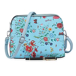 House Of Milano Floral Print Double Pocket Crossbody Bag - Black