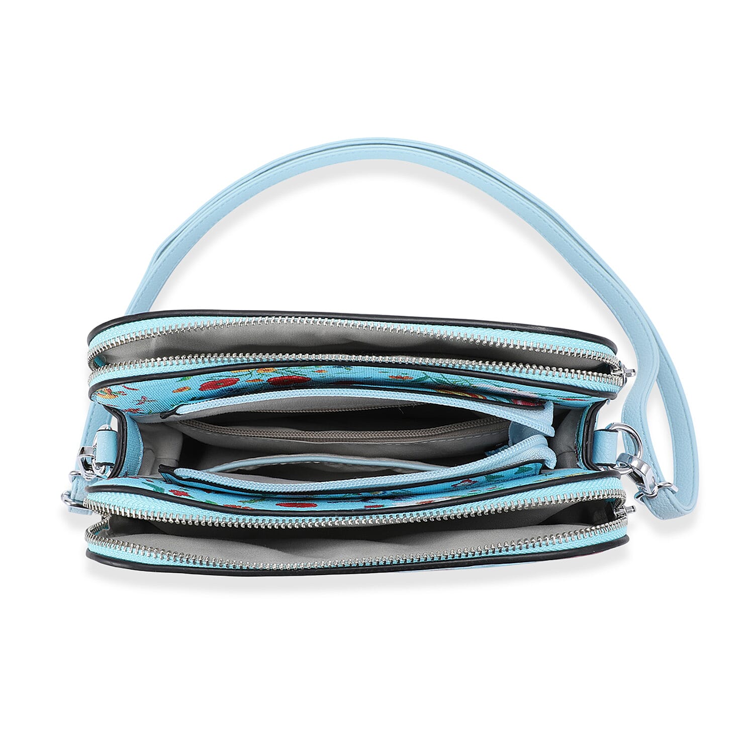 House Of Milano Floral Print Double Pocket Crossbody Bag - Blue