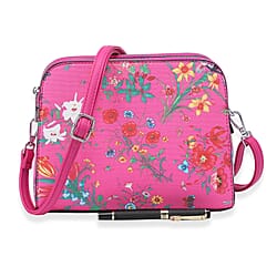 House Of Milano Floral Print Double Pocket Crossbody Bag - Black