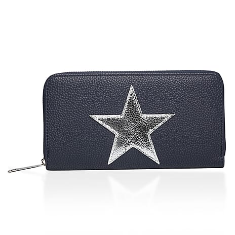 Close Out Deal - House of Milano - Metallic Star Long Wallet - Navy