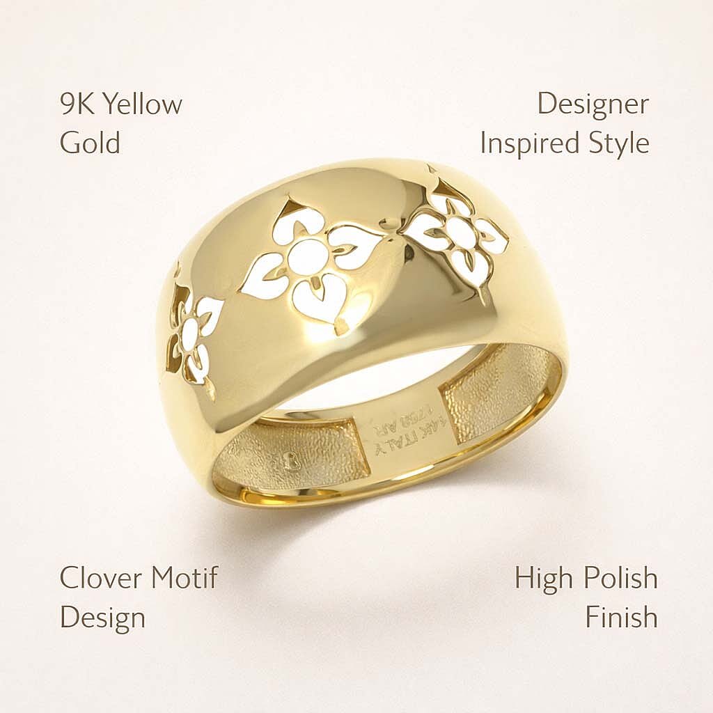 9K Yellow Gold Clover Ring