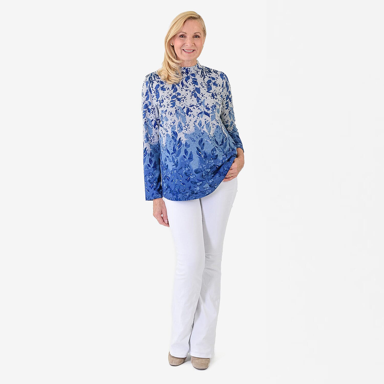 Pure And Natural Women's Turtle Neck Long Sleeve Jersey Top 