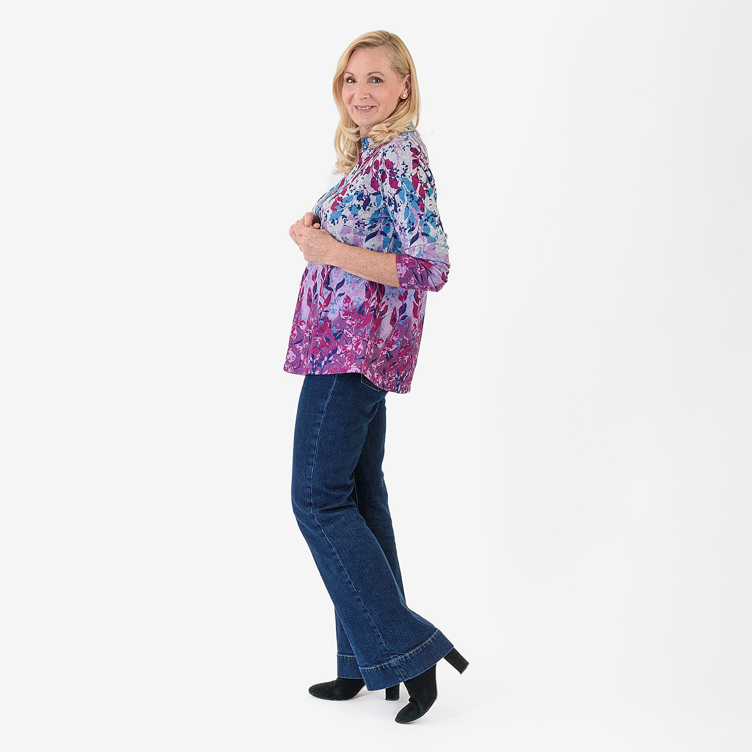 Pure And Natural Women's Turtle Neck Long Sleeve Jersey Top 