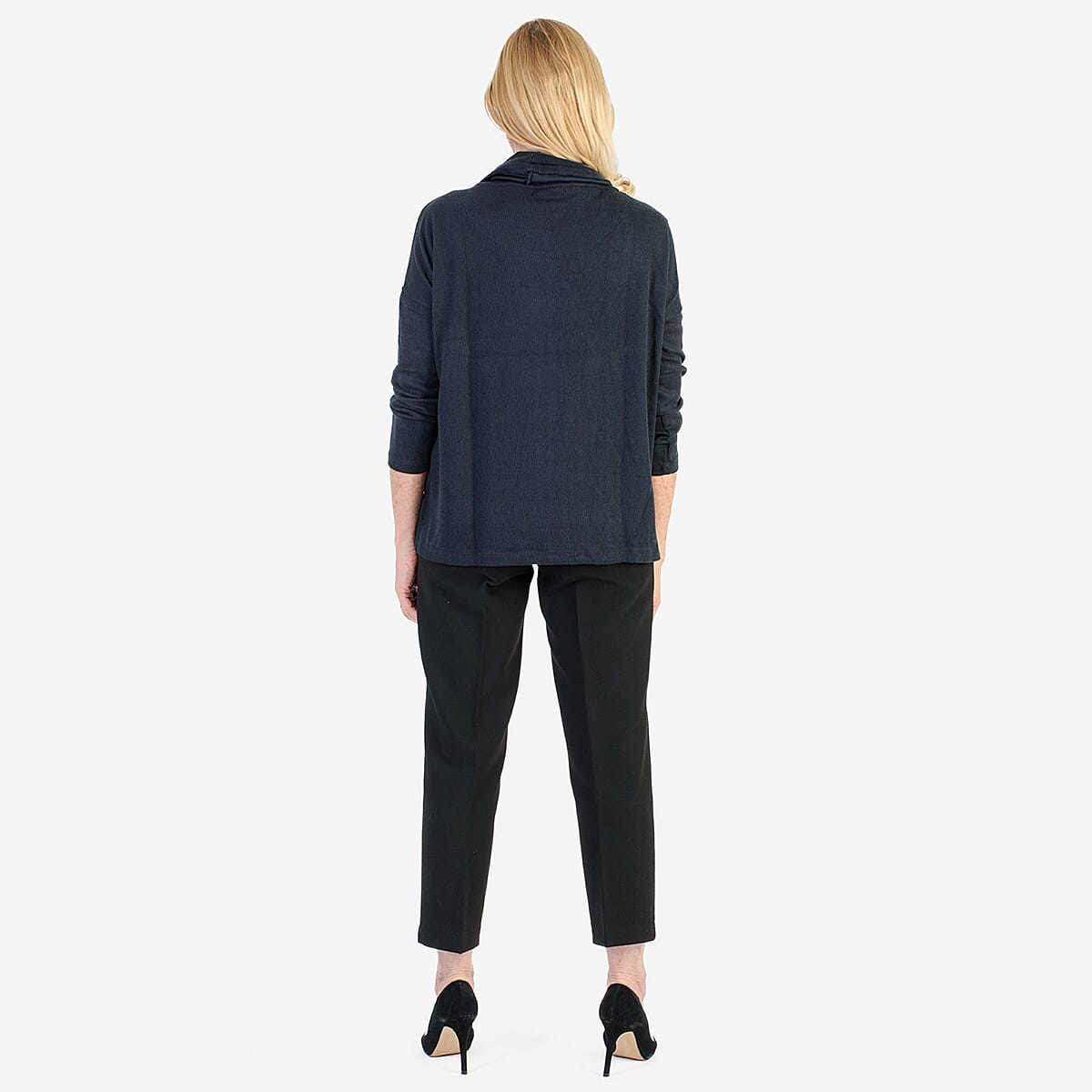 Pure & Natural Drop Shoulder Top With Cowl Neck (Size XL) - Navy