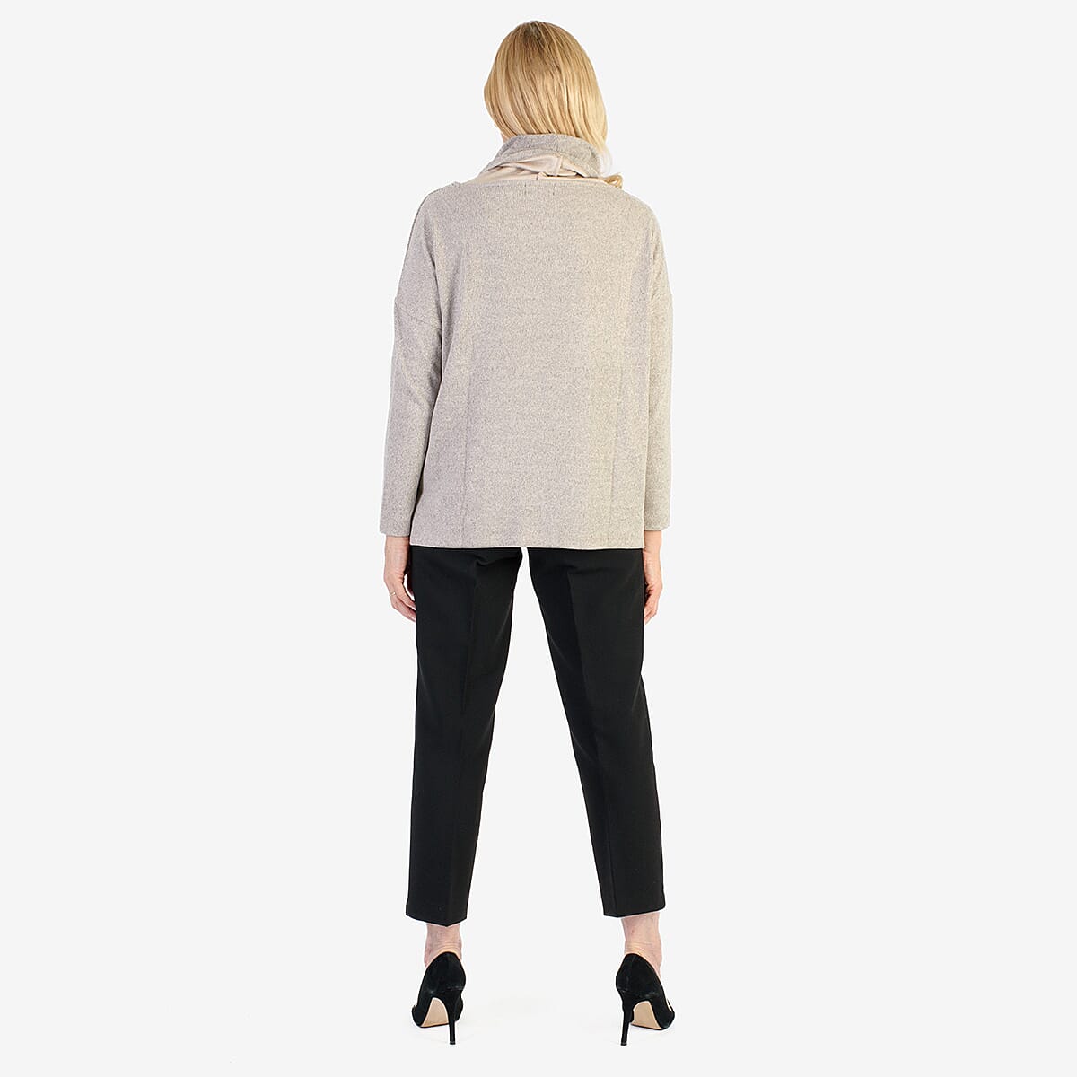 Pure & Natural Drop Shoulder Top With Cowl Neck (Size XL) - Beige