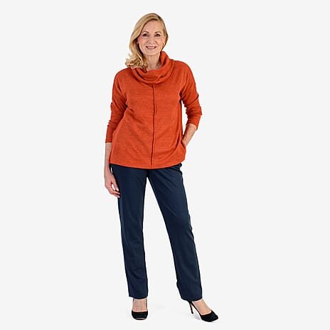 Pure & Natural Drop Shoulder Top With Cowl Neck (Size M) - Orange
