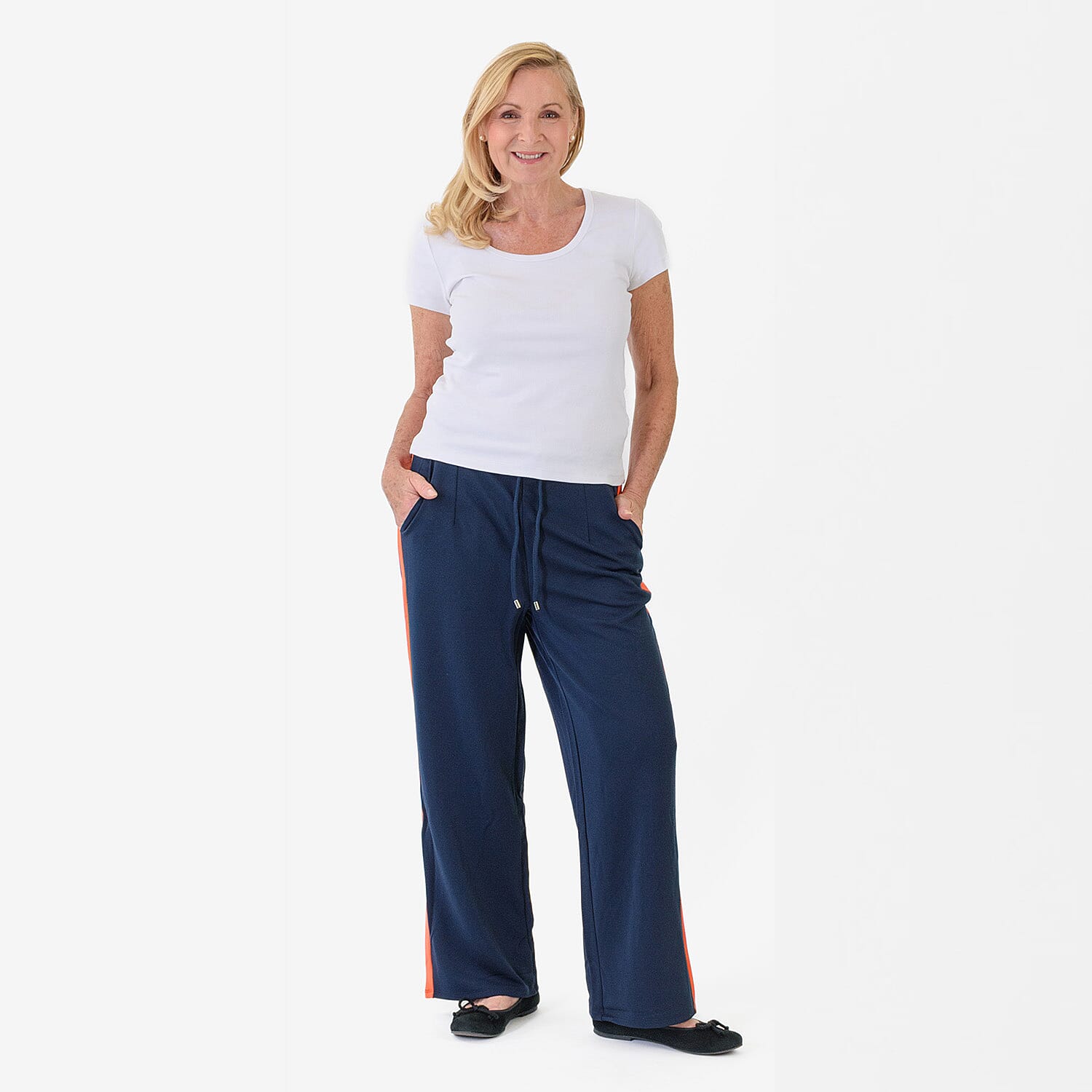 Pure And Natural Womens Wide Leg Track Pants With Contrast Stripe 