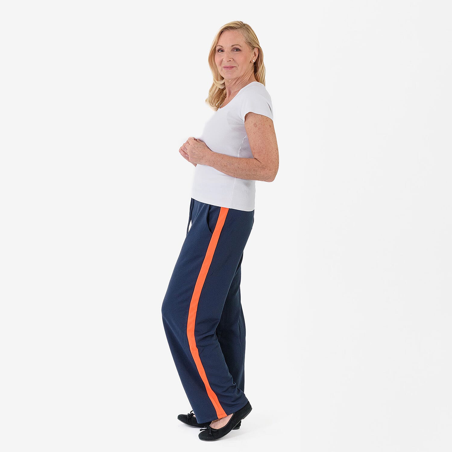 Pure And Natural Womens Wide Leg Track Pants With Contrast Stripe 