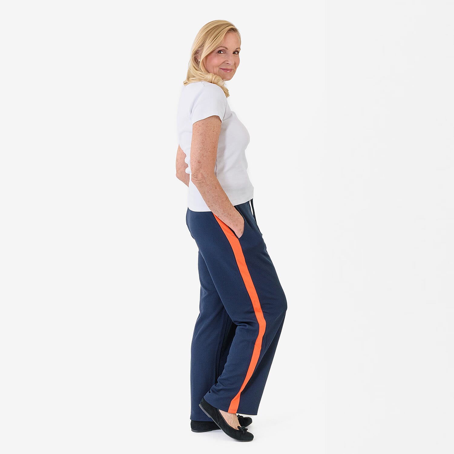 Pure And Natural Womens Wide Leg Track Pants With Contrast Stripe 